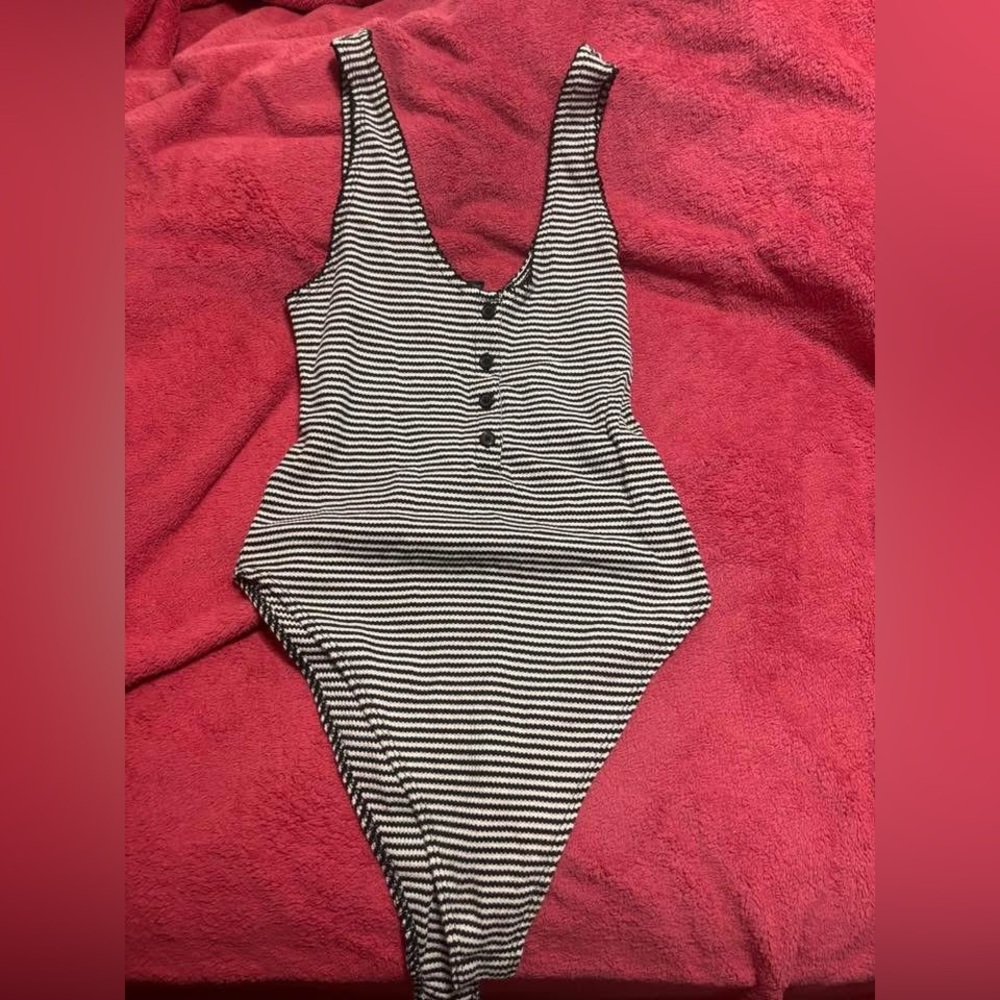 Striped Black and White Bodysuit